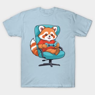 adorable Red Panda playing video game aesthetic T-Shirt